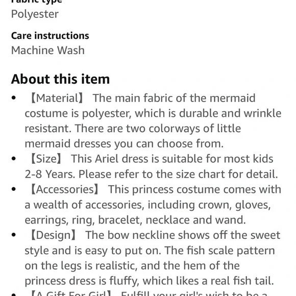 Mermaid Costume Set with Accessories - Picture 3 of 3
